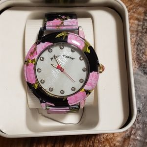 NWOT Betsey Johnson floral stretch watch